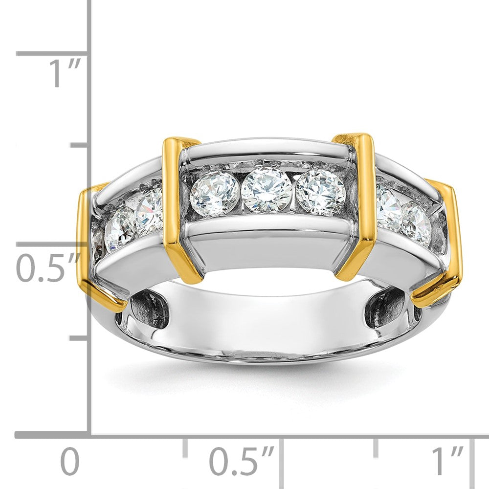 14k Two-tone IBGoodman Men's Polished 7-Stone Diamond Ring