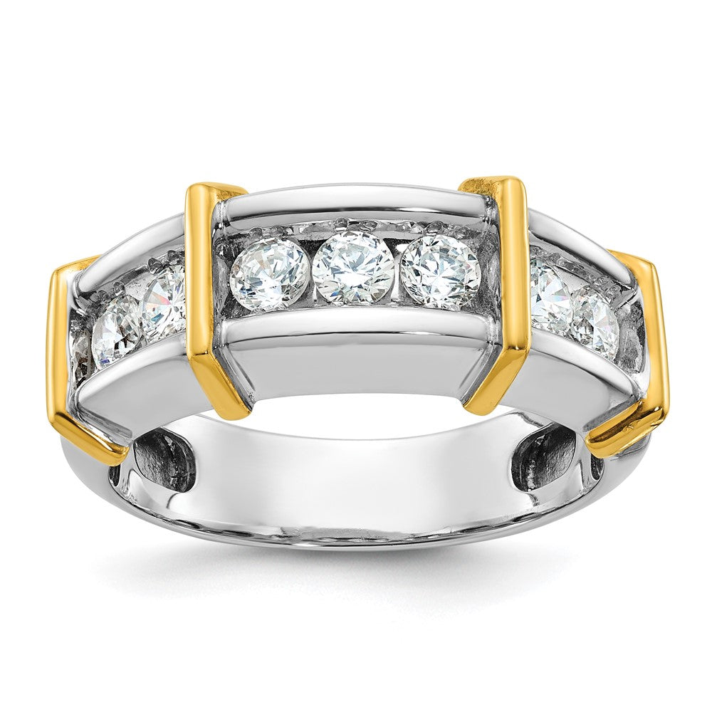 14k Two-tone IBGoodman Men's Polished 7-Stone Ring Mounting