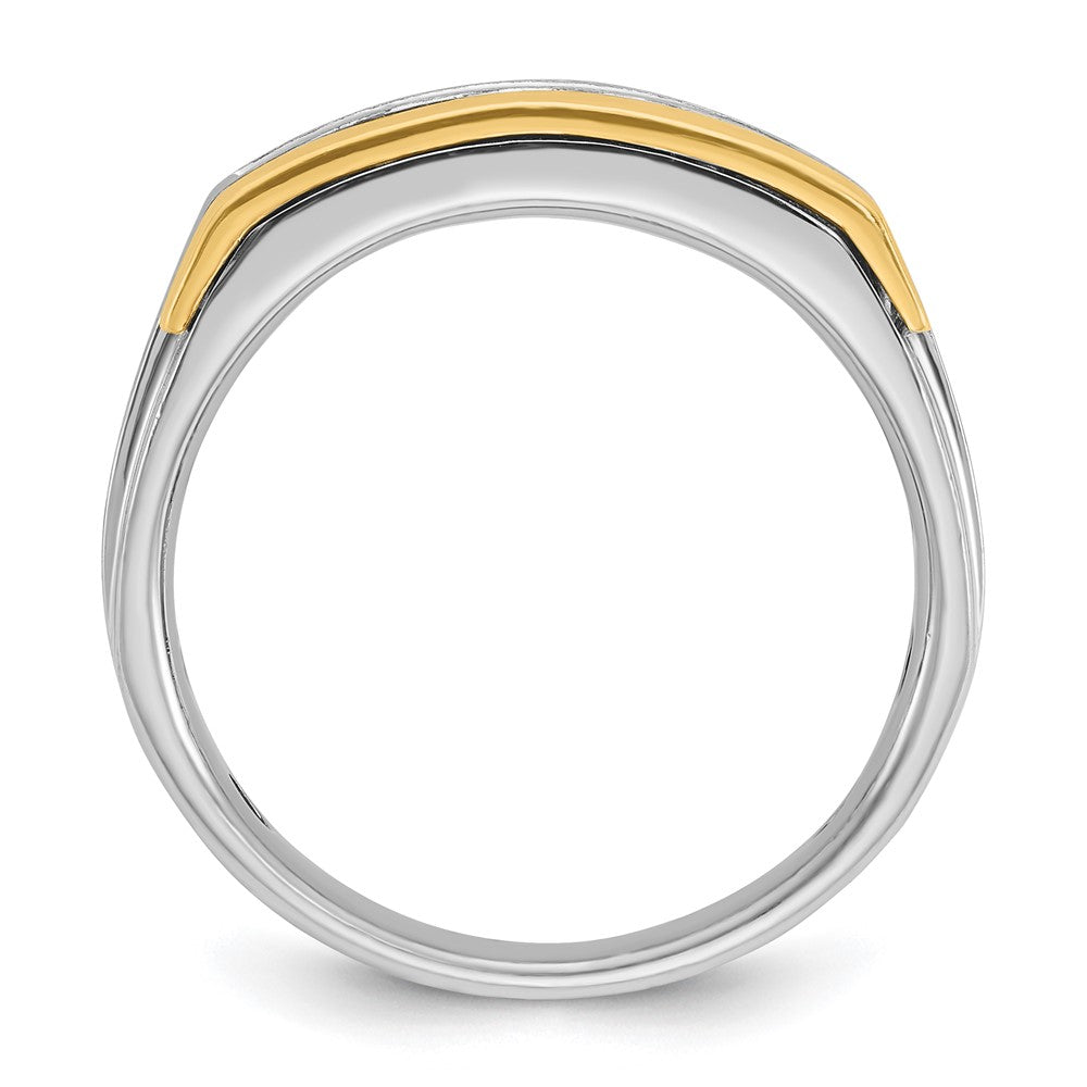 14k Two-tone IBGoodman Men's Polished & Satin 5-Stone Ring Mounting