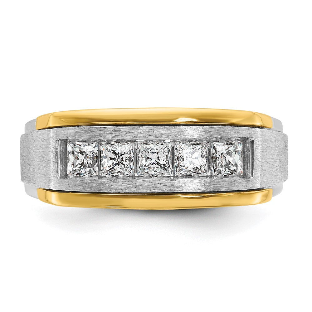 14k Two-tone IBGoodman Men's Polished & Satin 5-Stone Diamond Ring