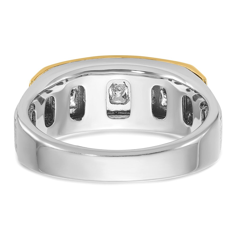 14k Two-tone IBGoodman Men's Polished & Satin 5-Stone Diamond Ring