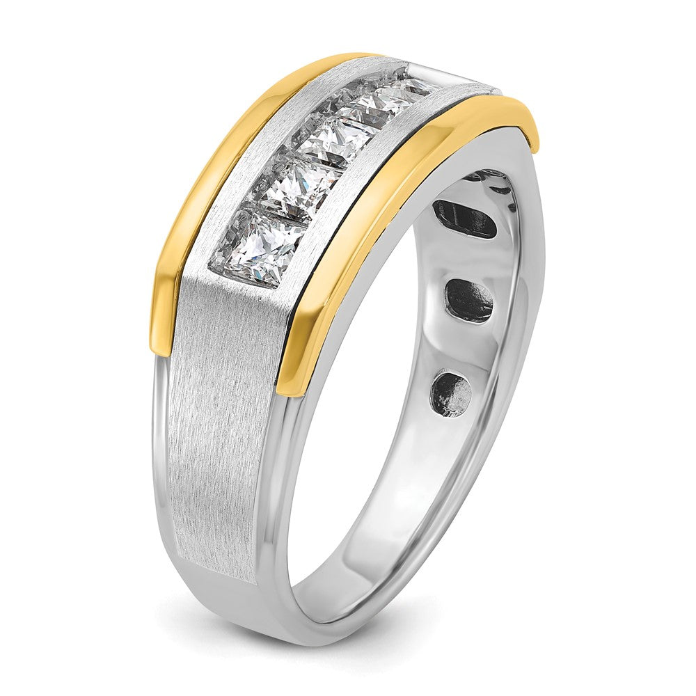 14k Two-tone IBGoodman Men's Polished & Satin 5-Stone Diamond Ring