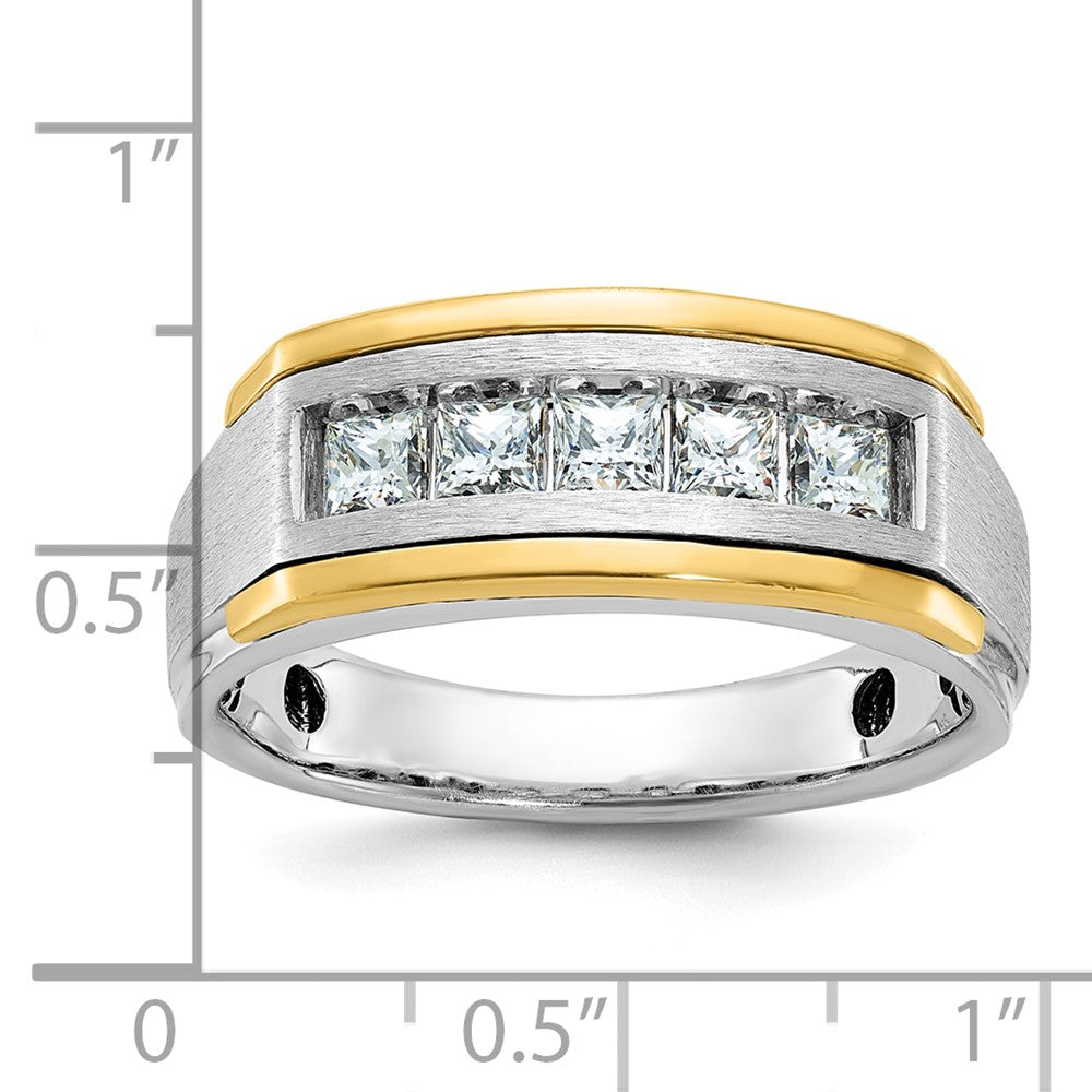 14k Two-tone IBGoodman Men's Polished & Satin 5-Stone Diamond Ring