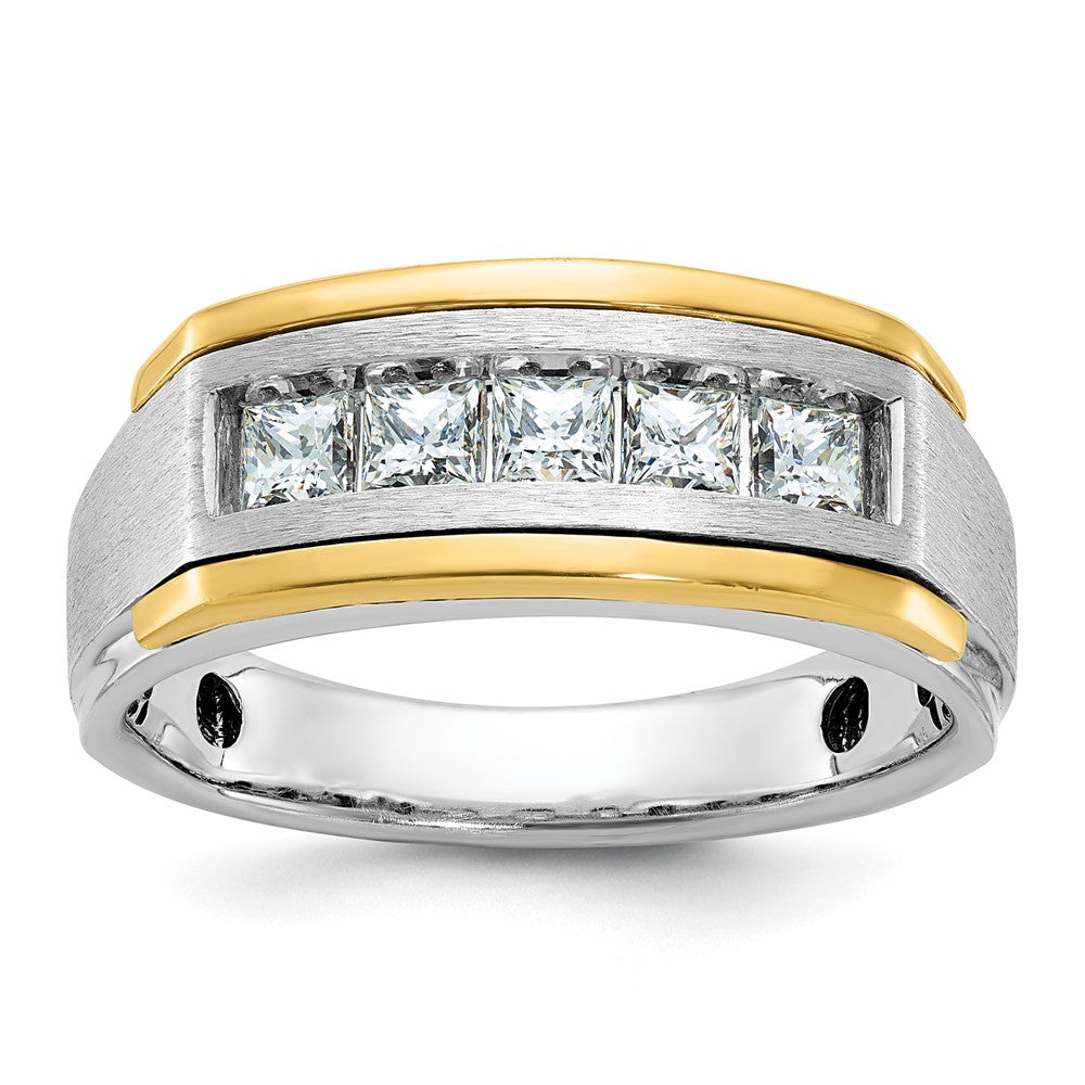 14k Two-tone IBGoodman Men's Polished & Satin 5-Stone Ring Mounting