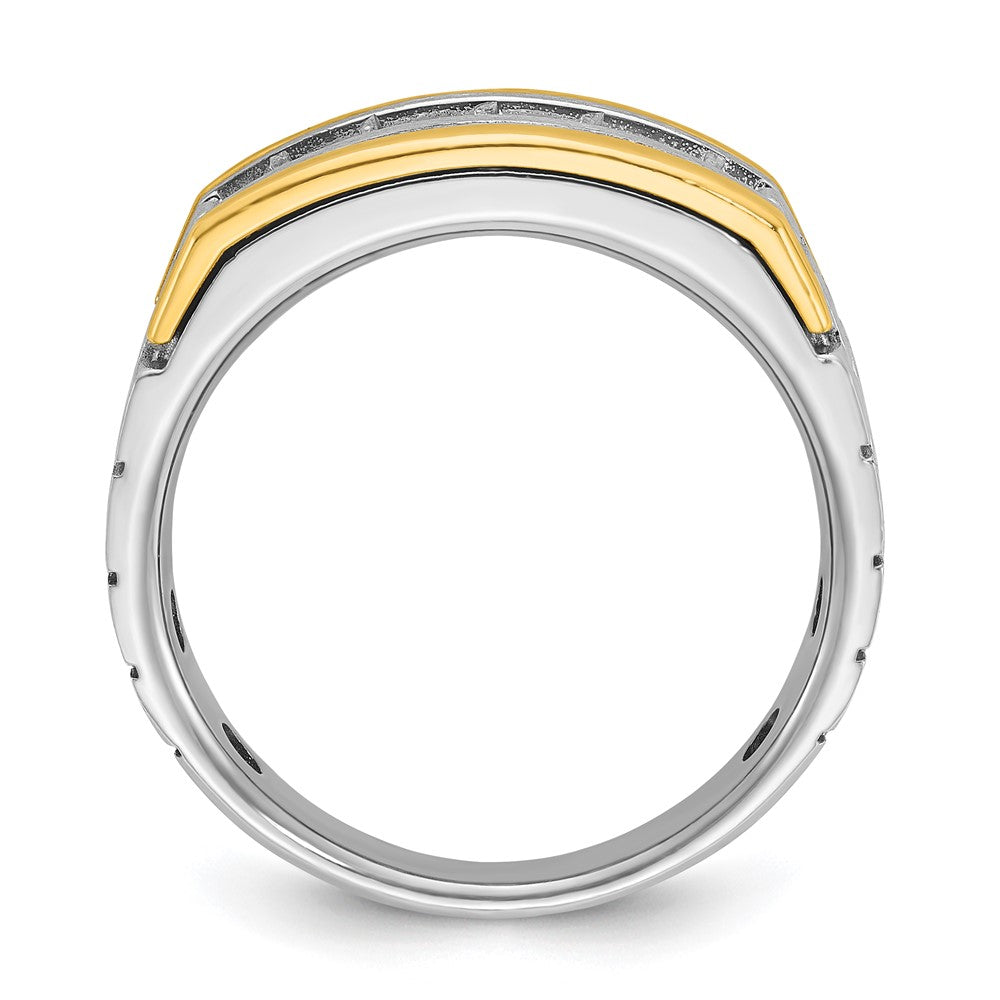 14ktt IBGoodman Men's Polished/Satin/Grooved Square 5-Stone Ring Mtg