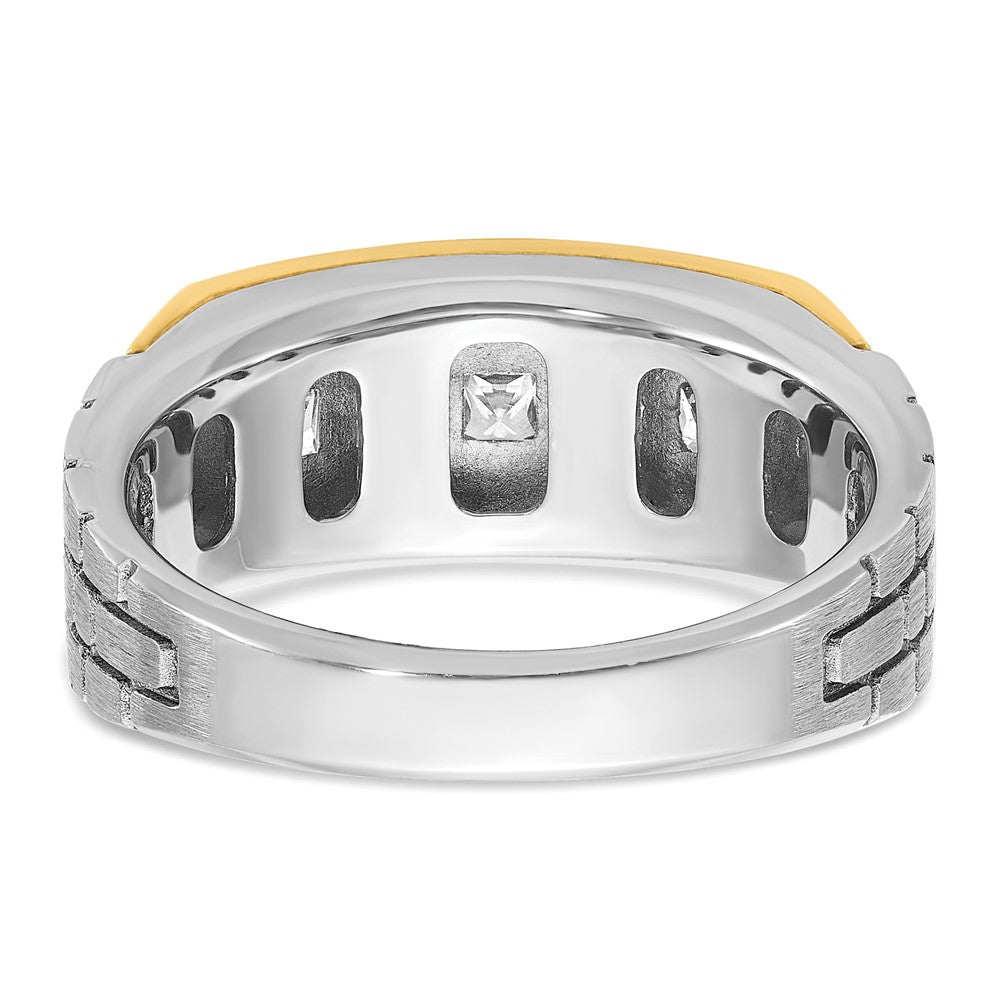 14ktt IBGoodman Men's Polished/Satin/Grooved Square 5-Stone Ring Mtg