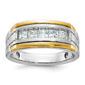 14ktt IBGoodman Men's Polished/Satin/Grooved 5-Stone Square Dia Ring