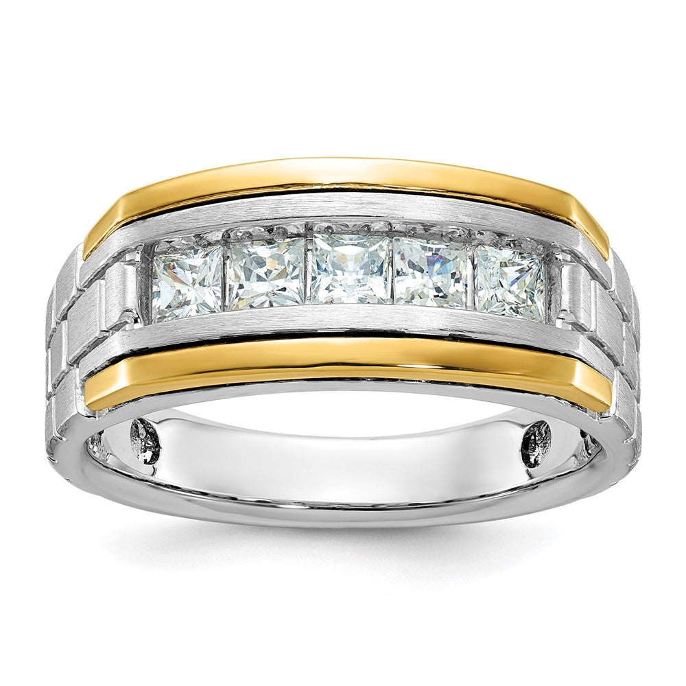 10ktt IBGoodman Men's Polished/Satin/Grooved Square 5-Stone Ring Mtg