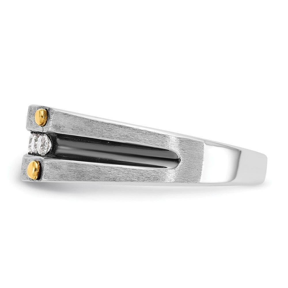 14k Two-tone IBGoodman Men's Polished/Satin/Grooved 5-Stone Ring Mtg