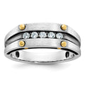 14k Two-tone IBGoodman Men's Polished/Satin/Grooved 5-Stone Ring Mtg