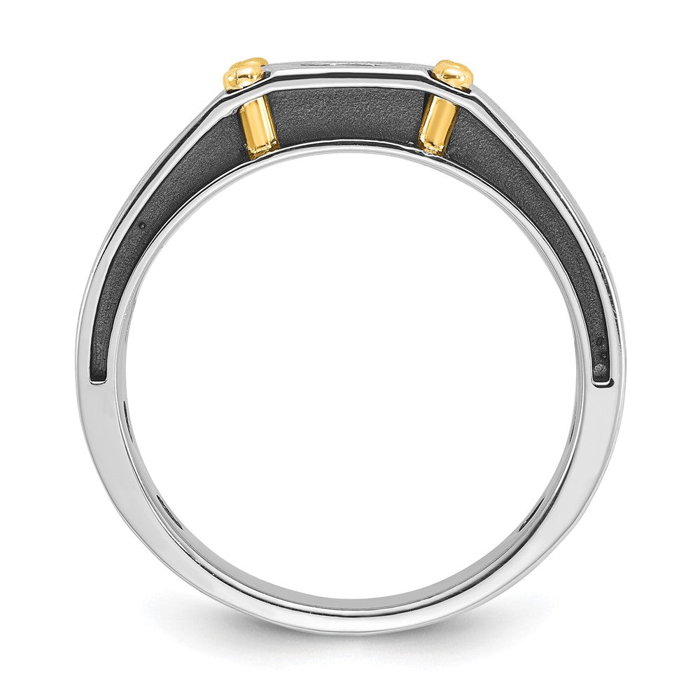 14k Two-tone IBGoodman Men's Polished and Satin Diamond Ring Mounting