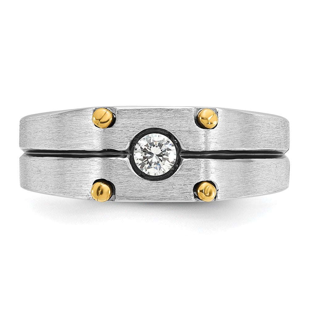 14k Two-tone IBGoodman Men's Polished and Satin Diamond Ring Mounting