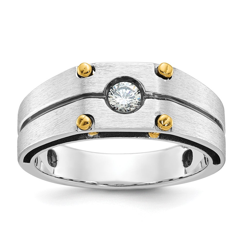 14k Two-tone IBGoodman Men's Polished and Satin Diamond Ring Mounting