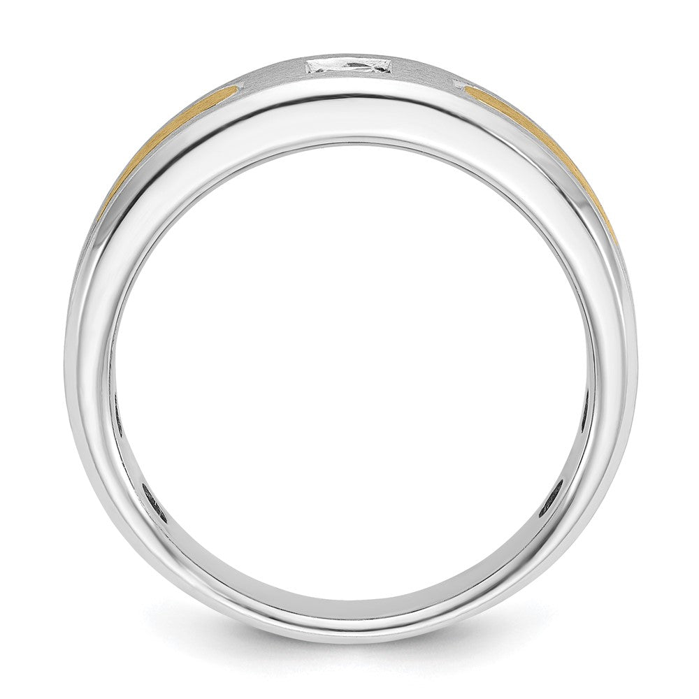 14k Two-tone IBGoodman Men's Polished and Satin Diamond Ring Mounting