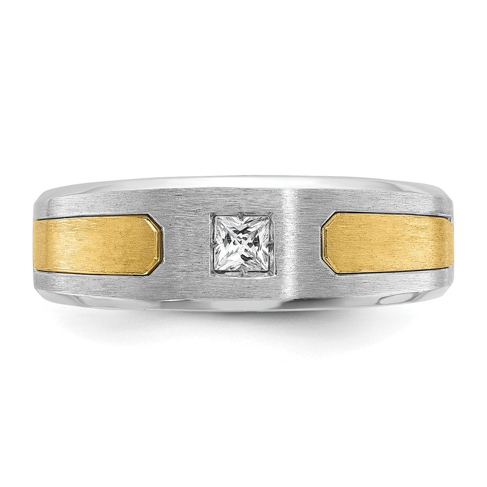 14k Two-tone IBGoodman Men's Polished and Satin Diamond Ring Mounting