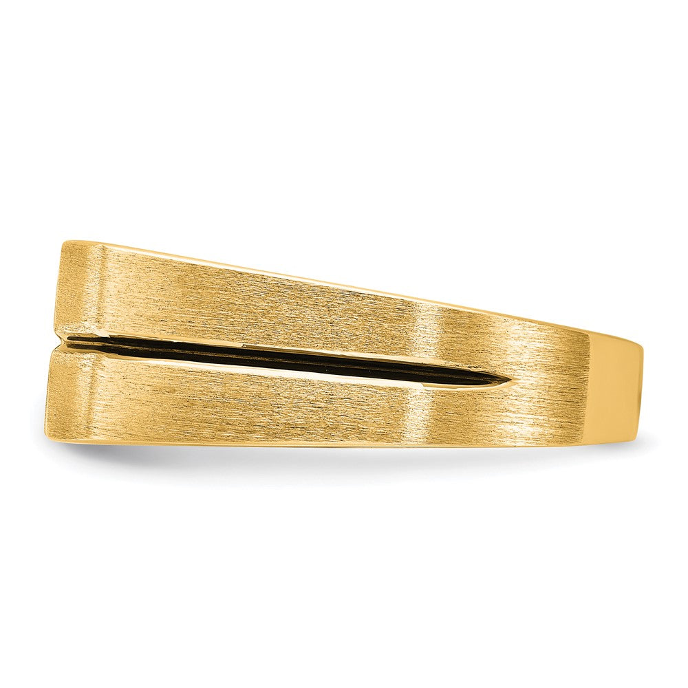 10k IBGoodman Men's Satin and Grooved 3-Stone Ring Mounting