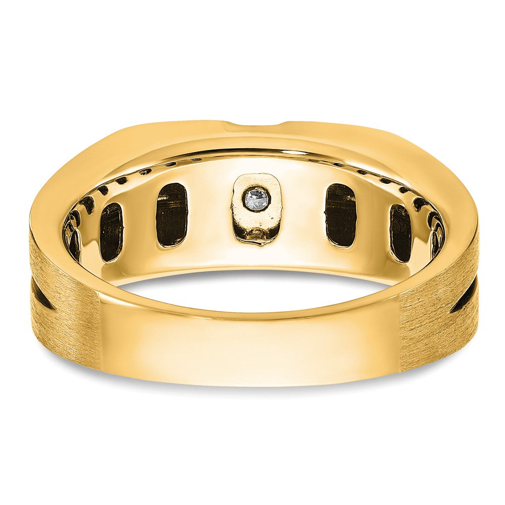 10k IBGoodman Men's Satin and Grooved 3-Stone Ring Mounting