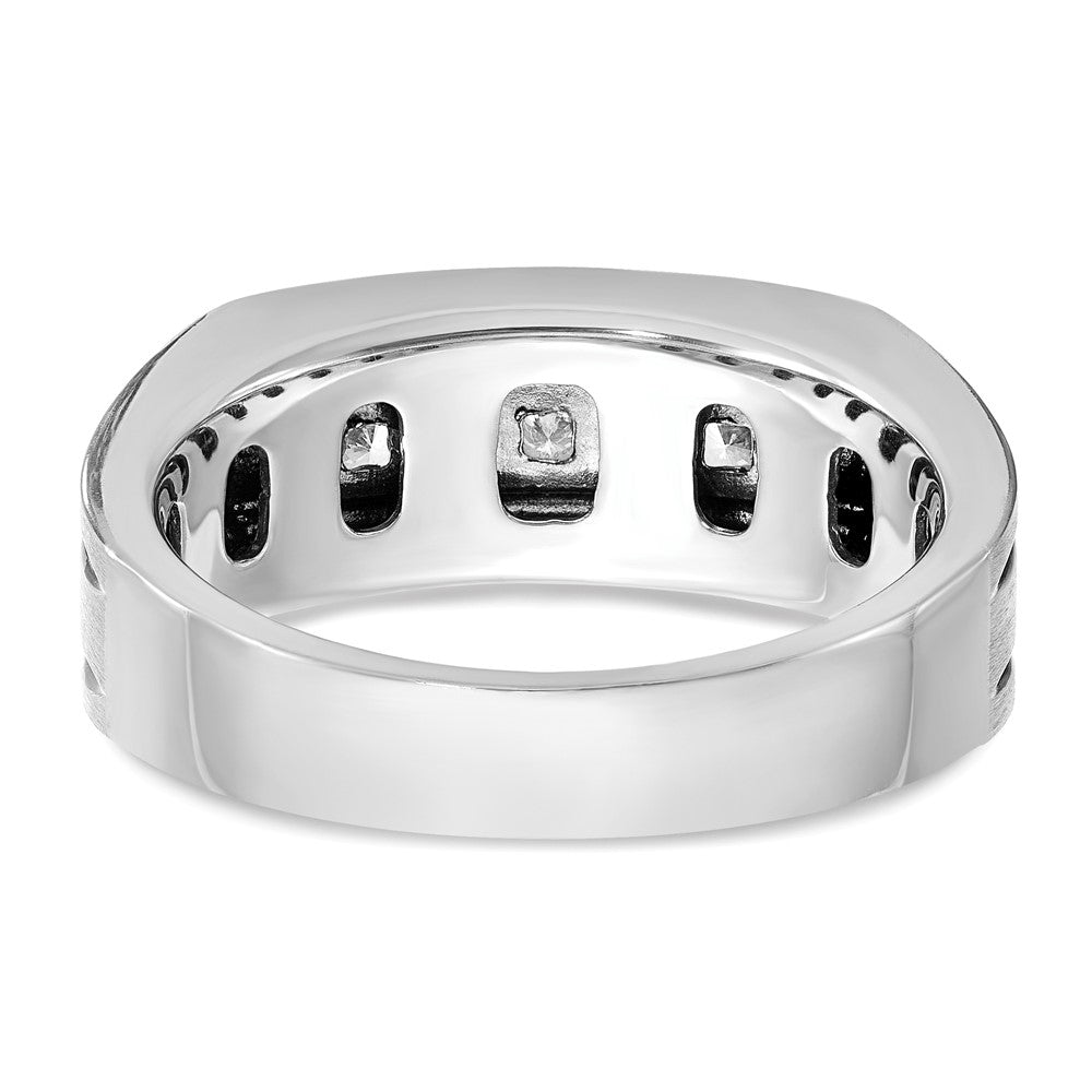 14kw w/ Black RH IBGoodman Men's Satin & Grooved 5-Stone Dia Ring