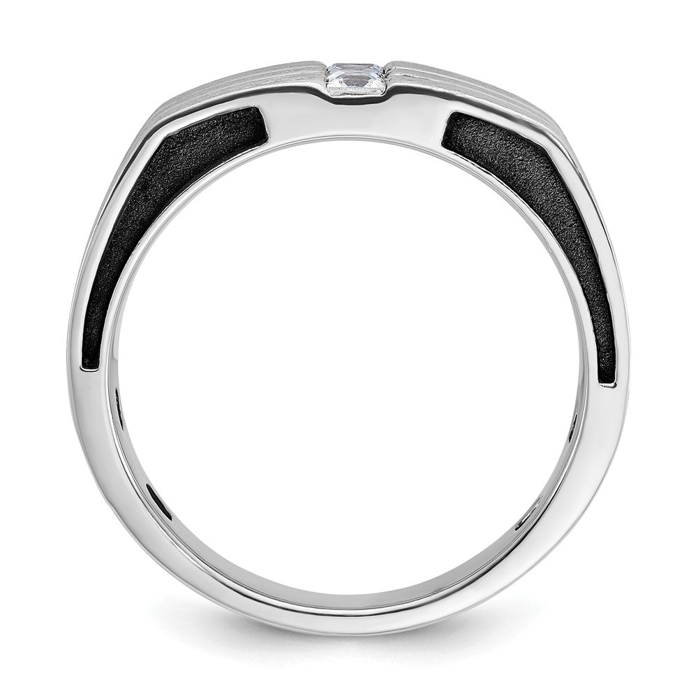 14k White Gold IBGoodman Men's w/Black Rhod Satin Diamond Complete Ring