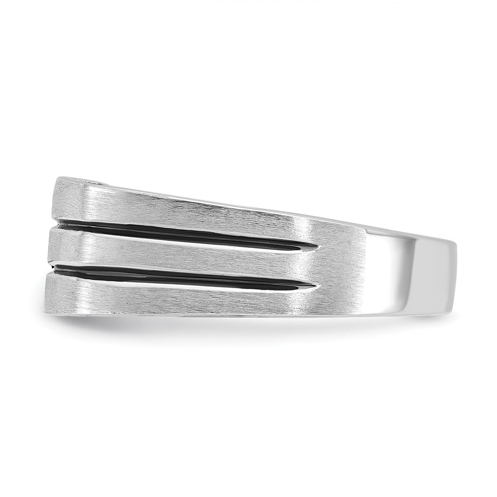 14k White Gold IBGoodman Men's w/Black Rhod Satin Diamond Complete Ring