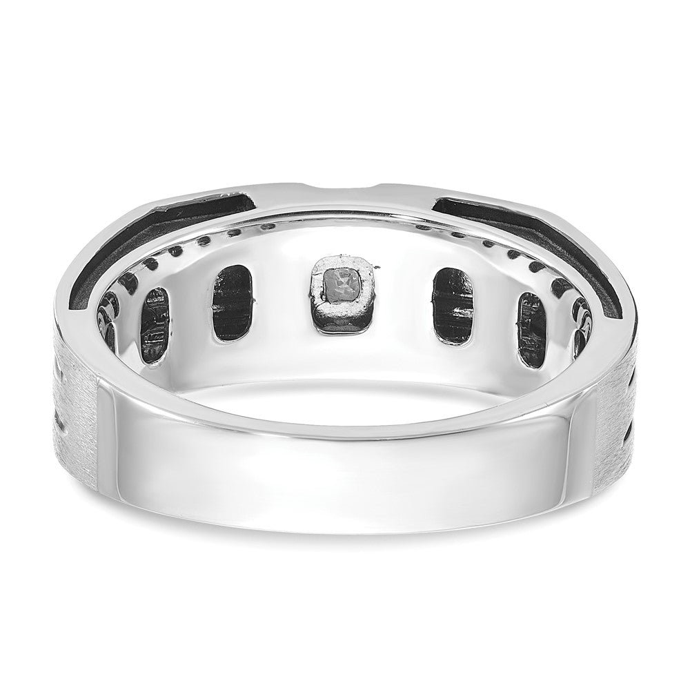 14k White Gold IBGoodman Men's w/Black Rhod Satin Diamond Complete Ring