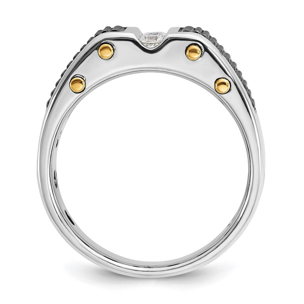 14k Two-tone IBGoodman Men's Polished & Textured 3-Stone Ring Mtg