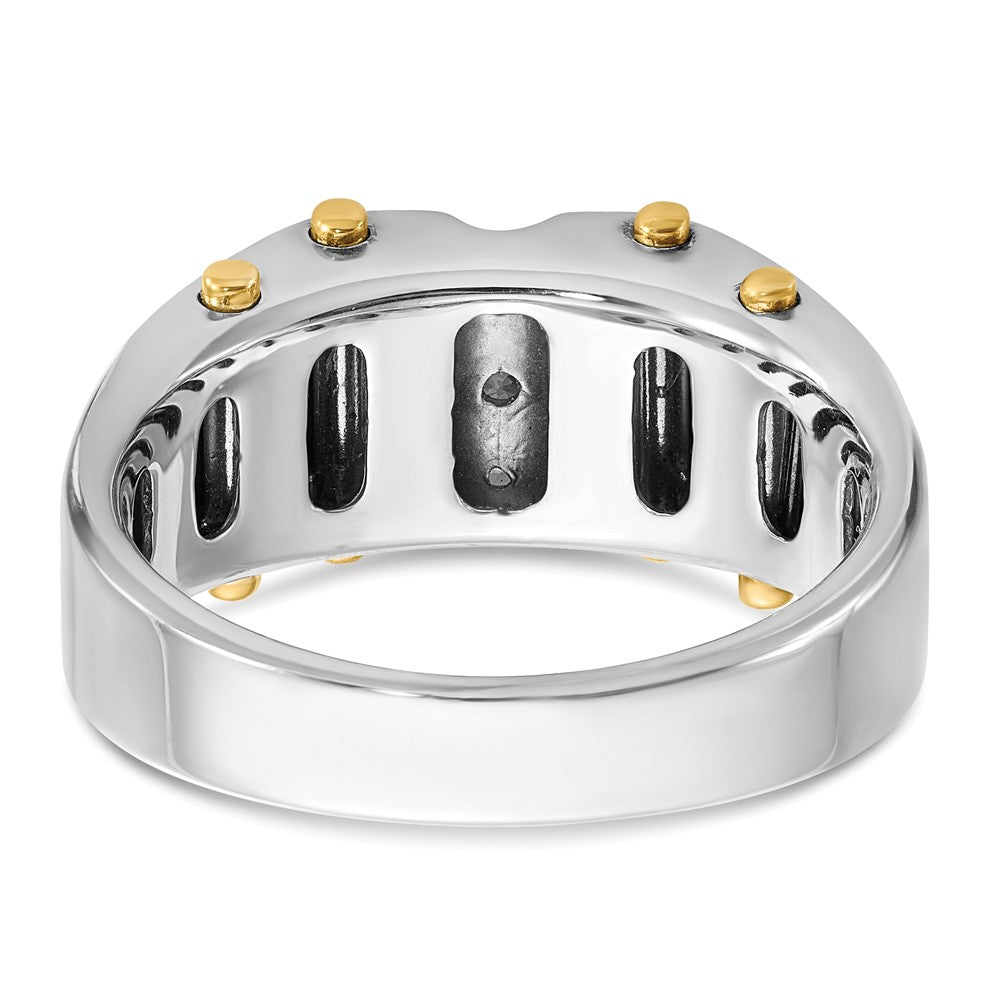 14k Two-tone IBGoodman Men's Polished & Textured 3-Stone Ring Mtg