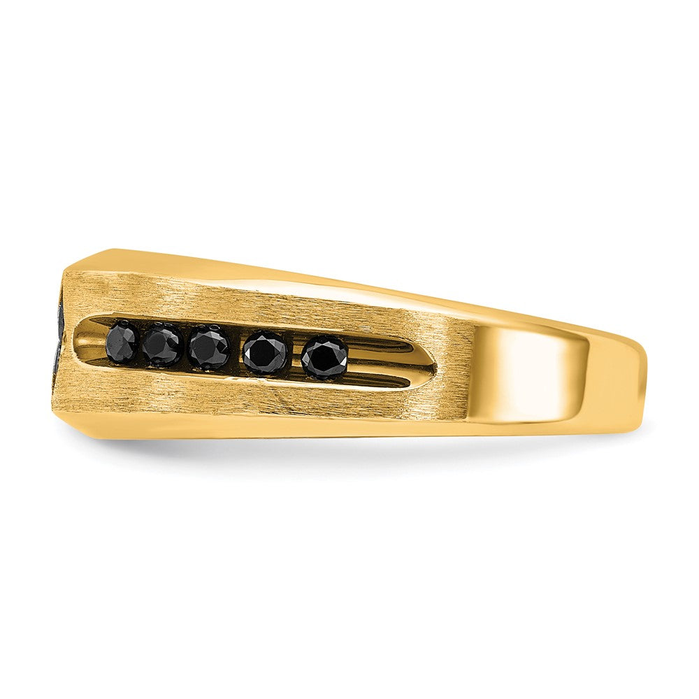 10k w/ Blk RH IBGoodman Men's Satin Black/White A Diamond Ring