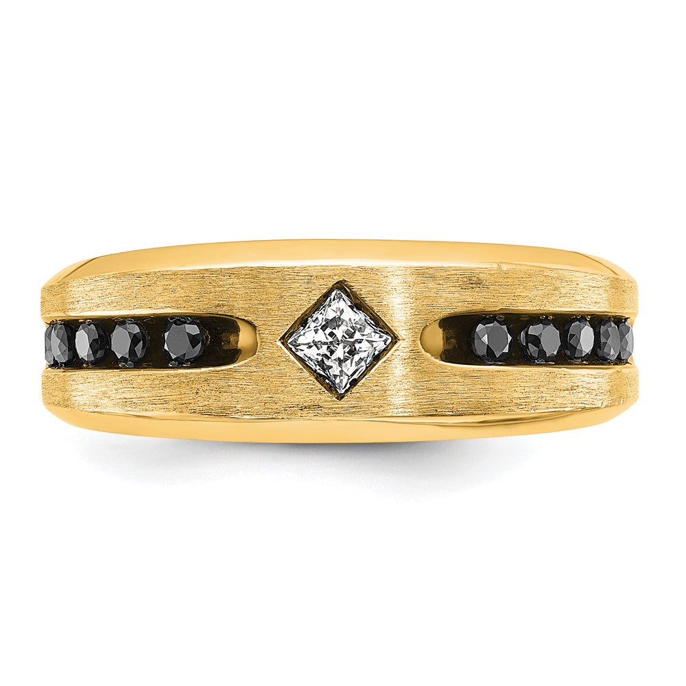 10k w/ Blk RH IBGoodman Men's Satin Black/White A Diamond Ring