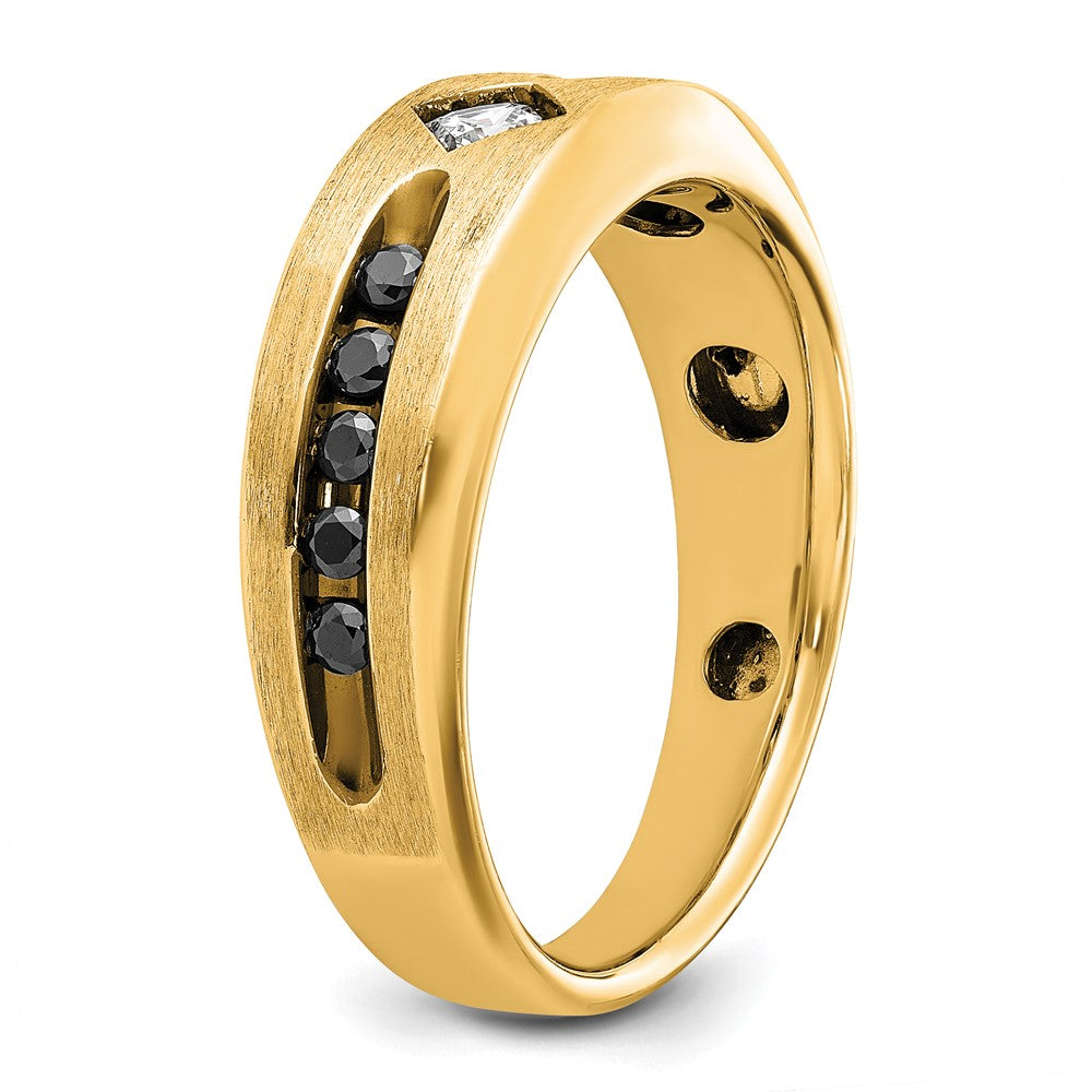 10k w/ Blk RH IBGoodman Men's Satin Black/White A Diamond Ring