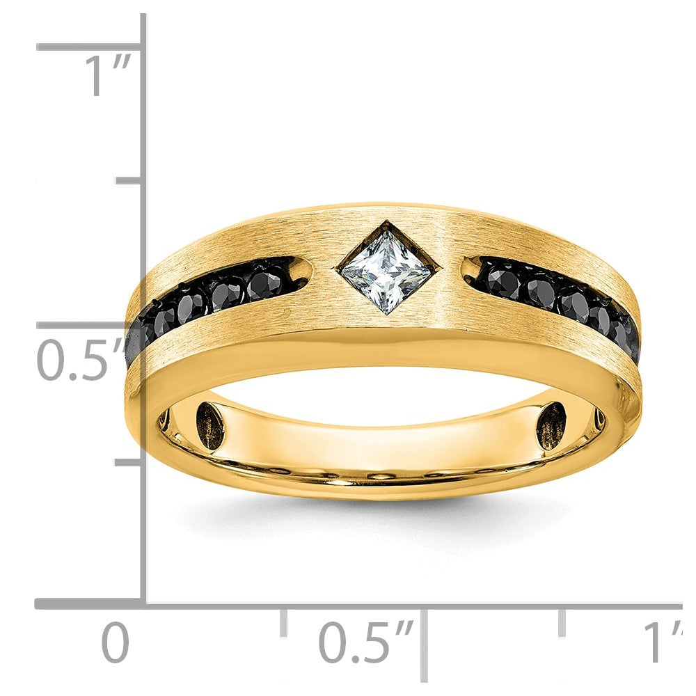10k w/ Blk RH IBGoodman Men's Satin Black/White A Diamond Ring