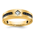 10k w/ Blk RH IBGoodman Men's Satin Black/White A Diamond Ring