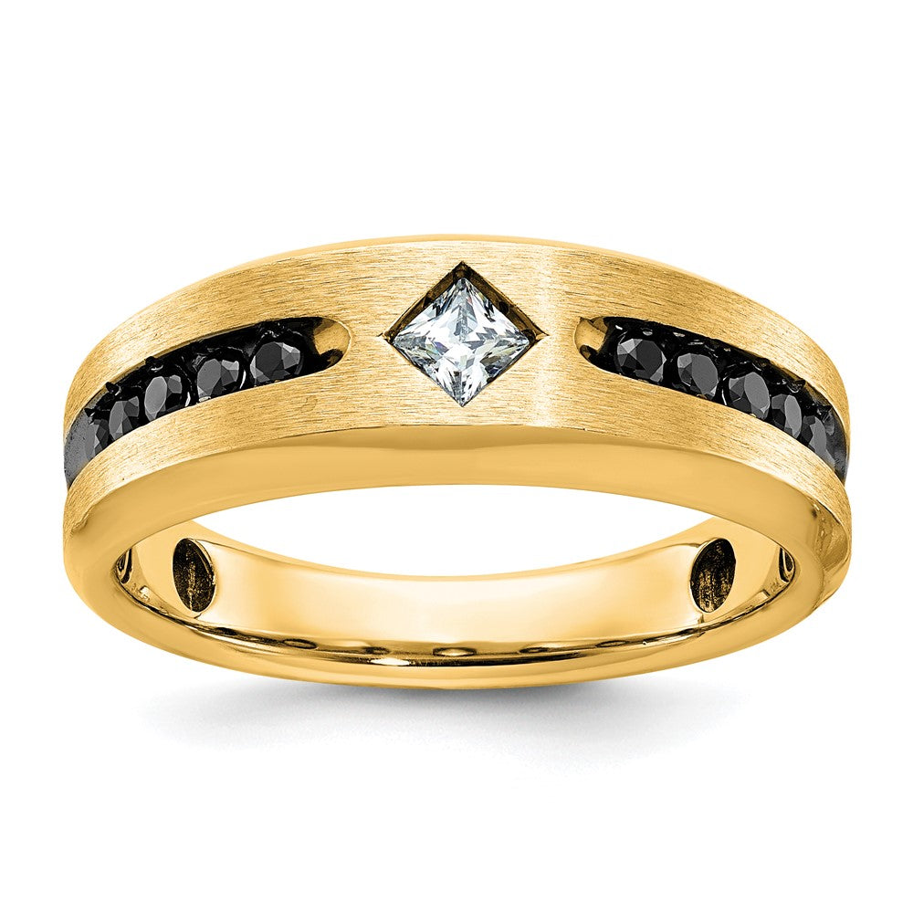10k w/ Blk RH IBGoodman Men's Satin Black/White A Diamond Ring