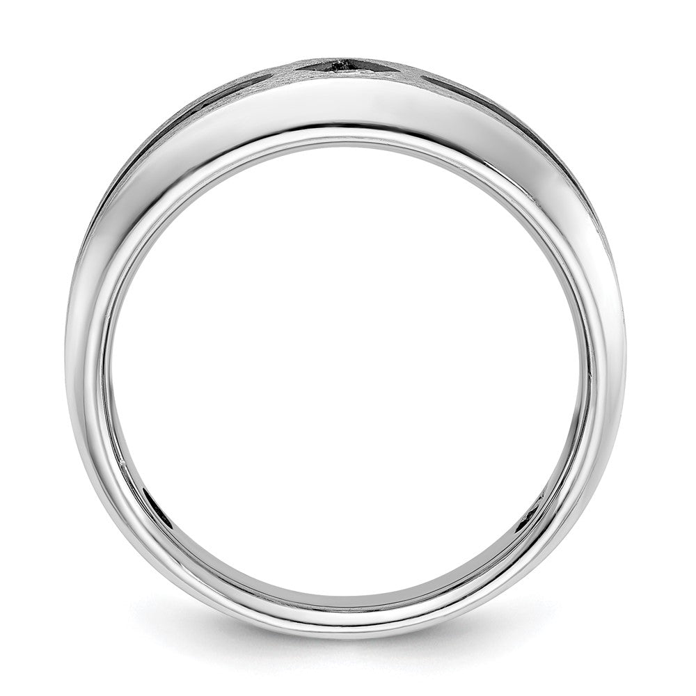 14kw w/ Blk RH IBGoodman Men's Satin Black/White AA Diamond Ring