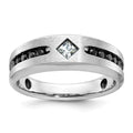 14kw w/ Blk RH IBGoodman Men's Satin Black/White AA Diamond Ring