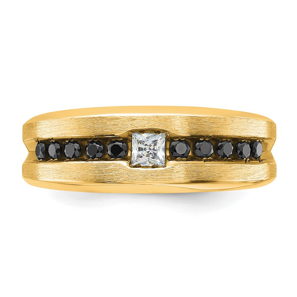 10k w/ Black RH IBGoodman Men's Polished/Brushed Black/White Diamond Ring