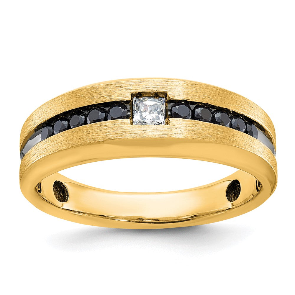 10k w/ Black RH IBGoodman Men's Polished/Brushed Black/White Diamond Ring