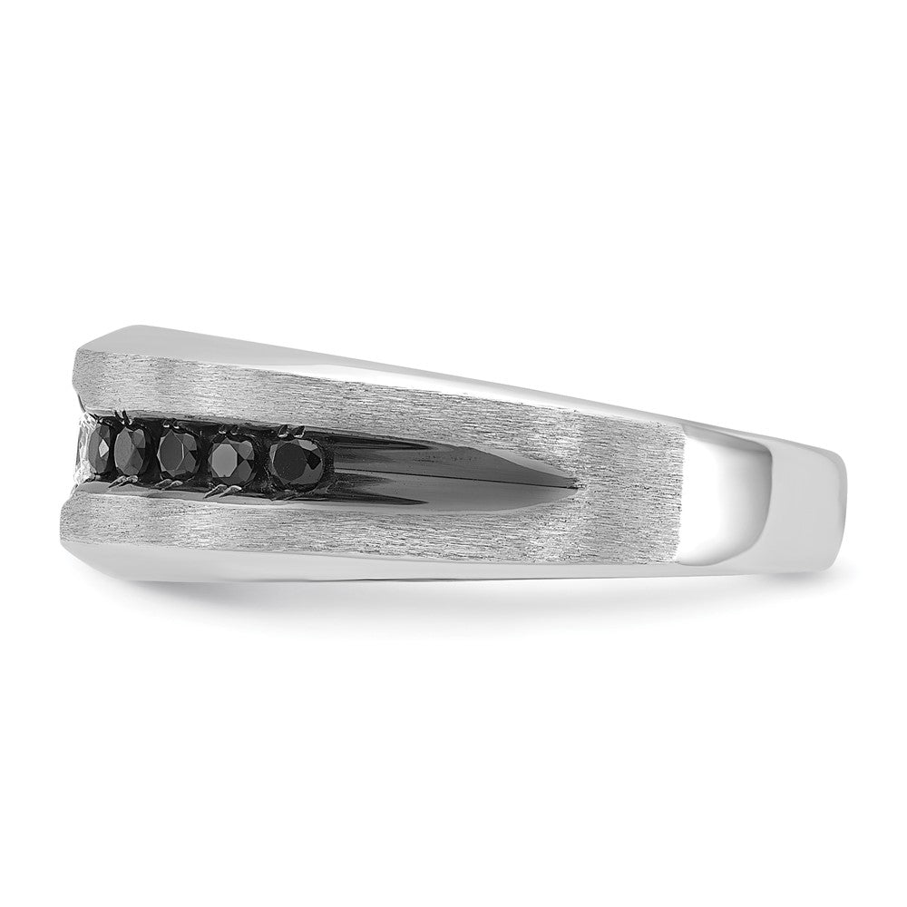 14kw w/ Black RH IBGoodman Men's Polished/Brushed Black/White Diamond Ring