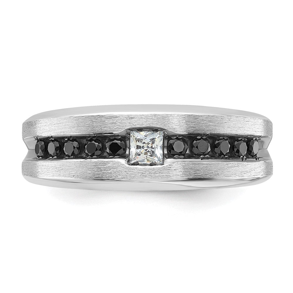 14kw w/ Black RH IBGoodman Men's Polished/Brushed Black/White Diamond Ring