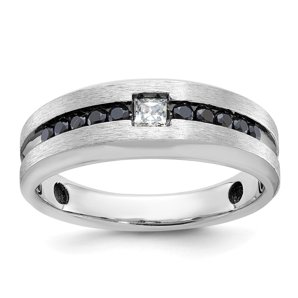 14k White Gold IBGoodman Men's Polished & Brushed Diamond Ring Mounting