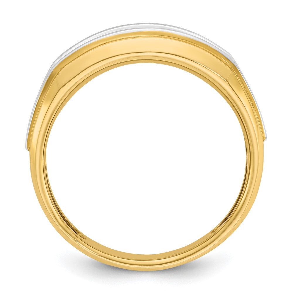 14k w/White Rhodium IBGoodman Men's Polished 7-Stone Ring Mounting