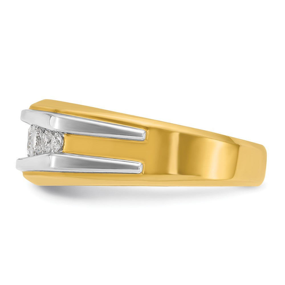 14k w/White Rhodium IBGoodman Men's Polished 7-Stone Diamond Ring