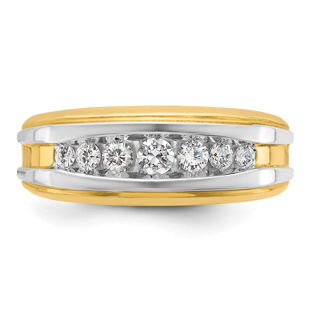14k w/White Rhodium IBGoodman Men's Polished 7-Stone Diamond Ring