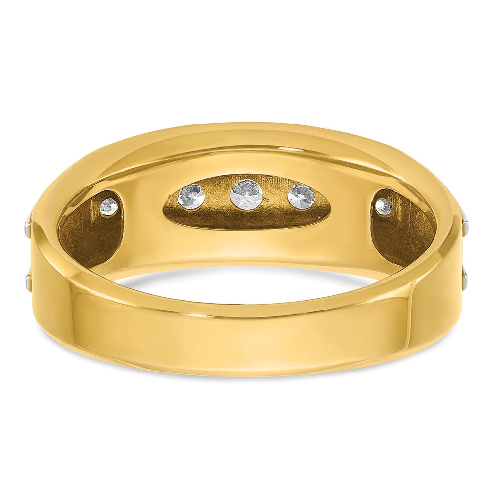 14k w/White Rhodium IBGoodman Men's Polished 7-Stone Ring Mounting