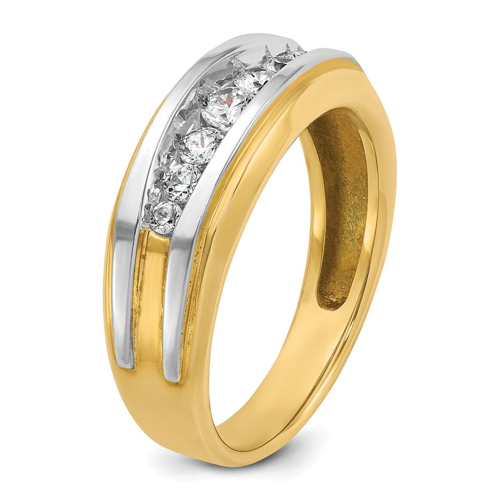 14k w/White Rhodium IBGoodman Men's Polished 7-Stone Diamond Ring