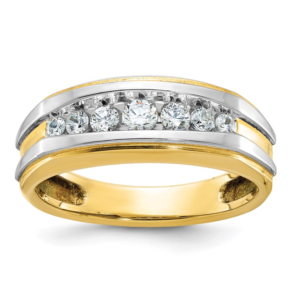 14k w/White Rhodium IBGoodman Men's Polished 7-Stone Ring Mounting