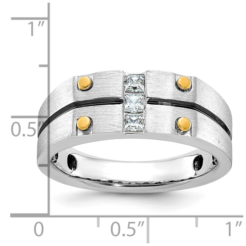 10k Two-tone IBGoodman Men's Polished and Satin Diamond Ring Mounting
