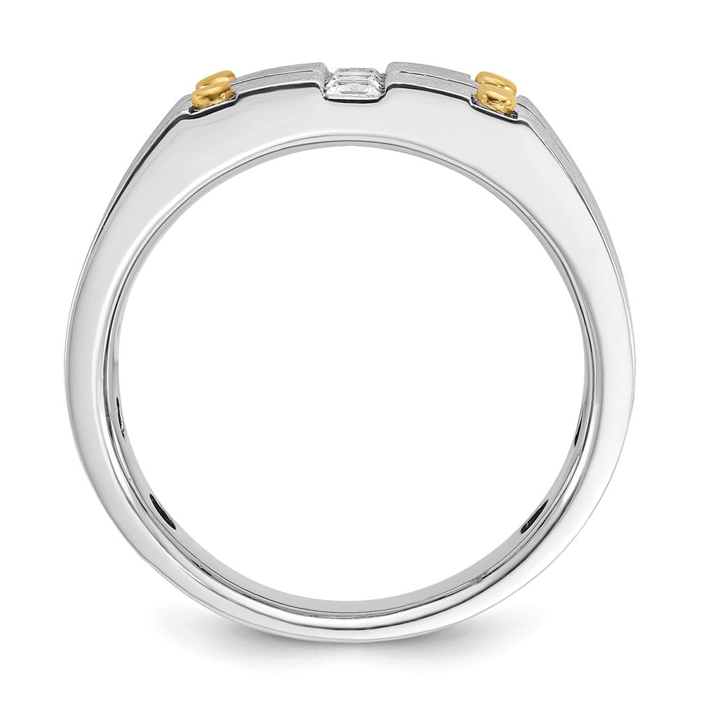14k Two-tone IBGoodman Men's w/Black Rhod Satin Diamond Complete Ring