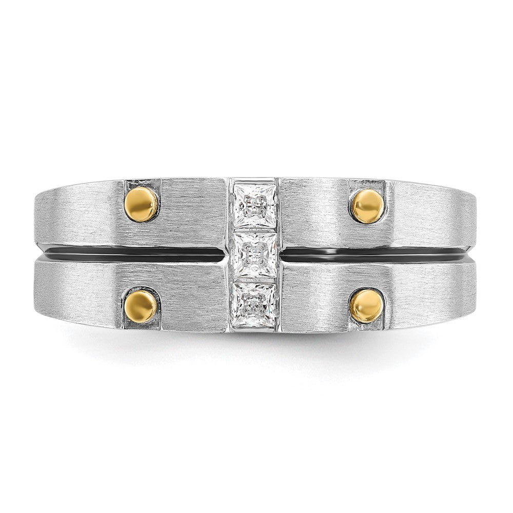 14k Two-tone IBGoodman Men's Polished and Satin Diamond Ring Mounting