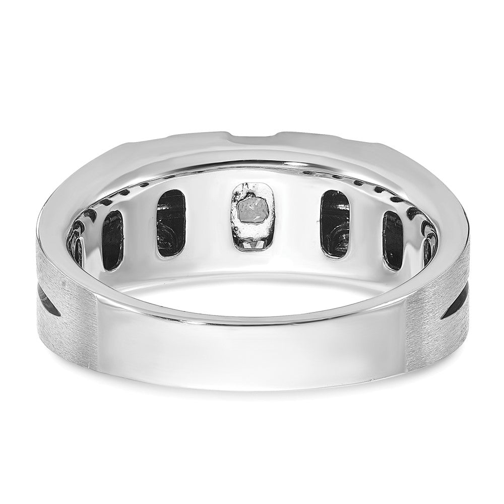 14k Two-tone IBGoodman Men's w/Black Rhod Satin Diamond Complete Ring